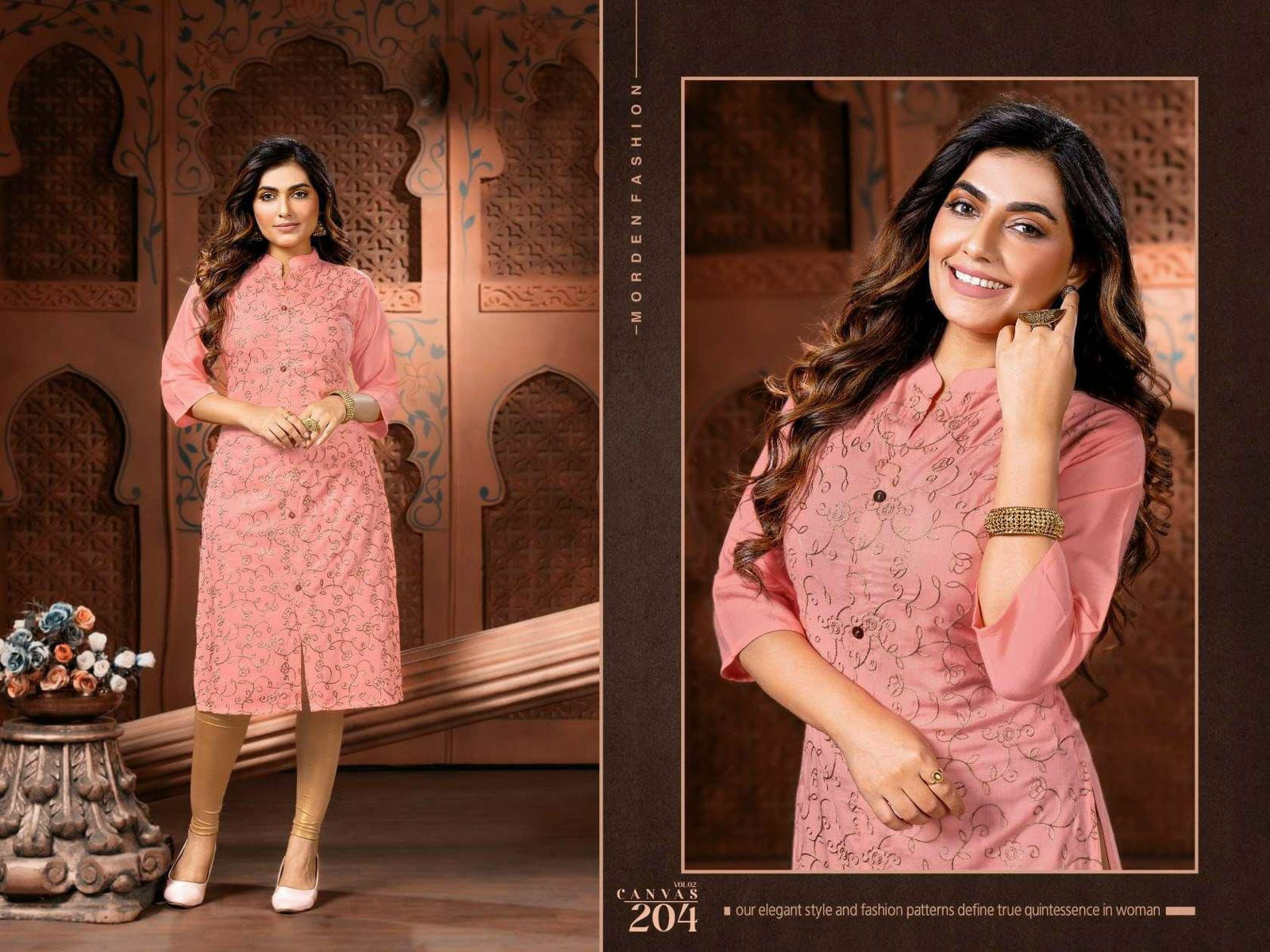 Canvas 2 New Designer Embroidery Work Fancy Wear  Kurti Collection